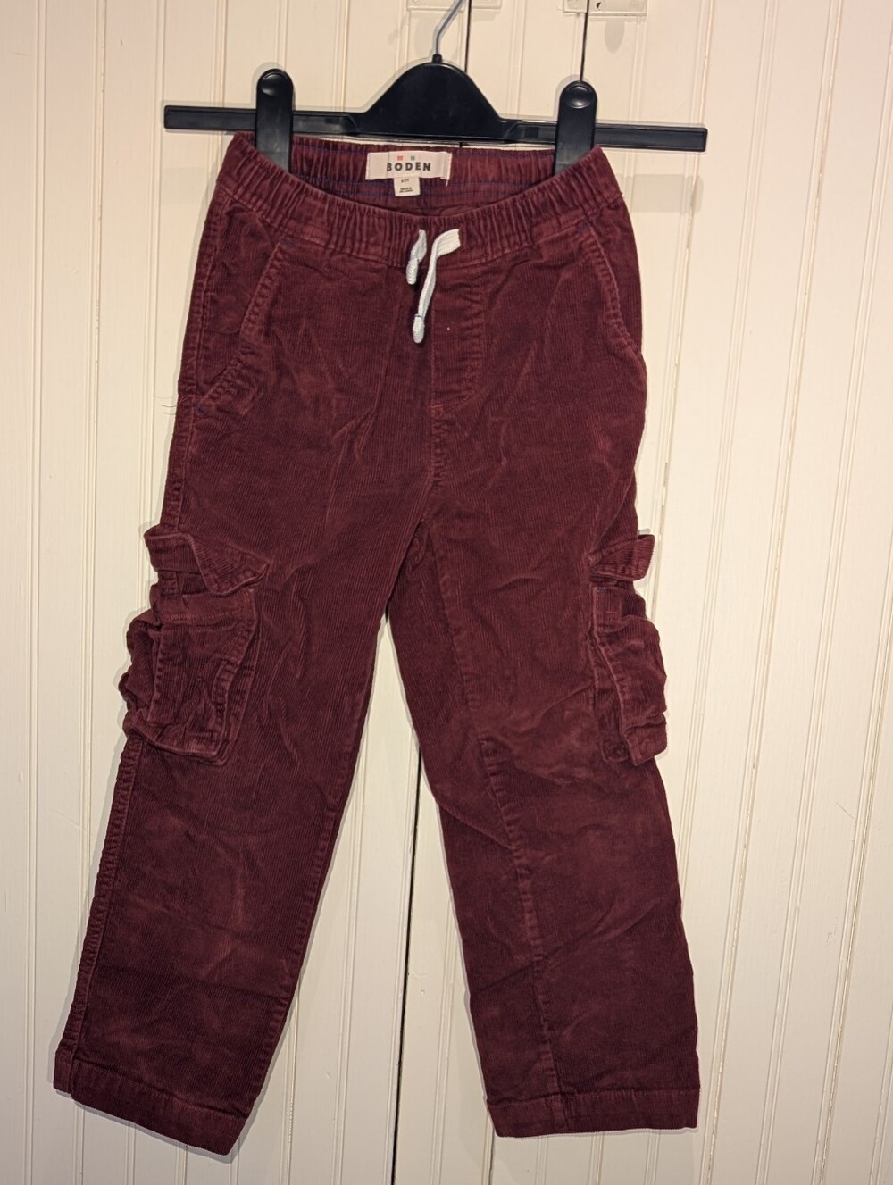 Boden Kids Burgundy Corduroy Cargo Joggers